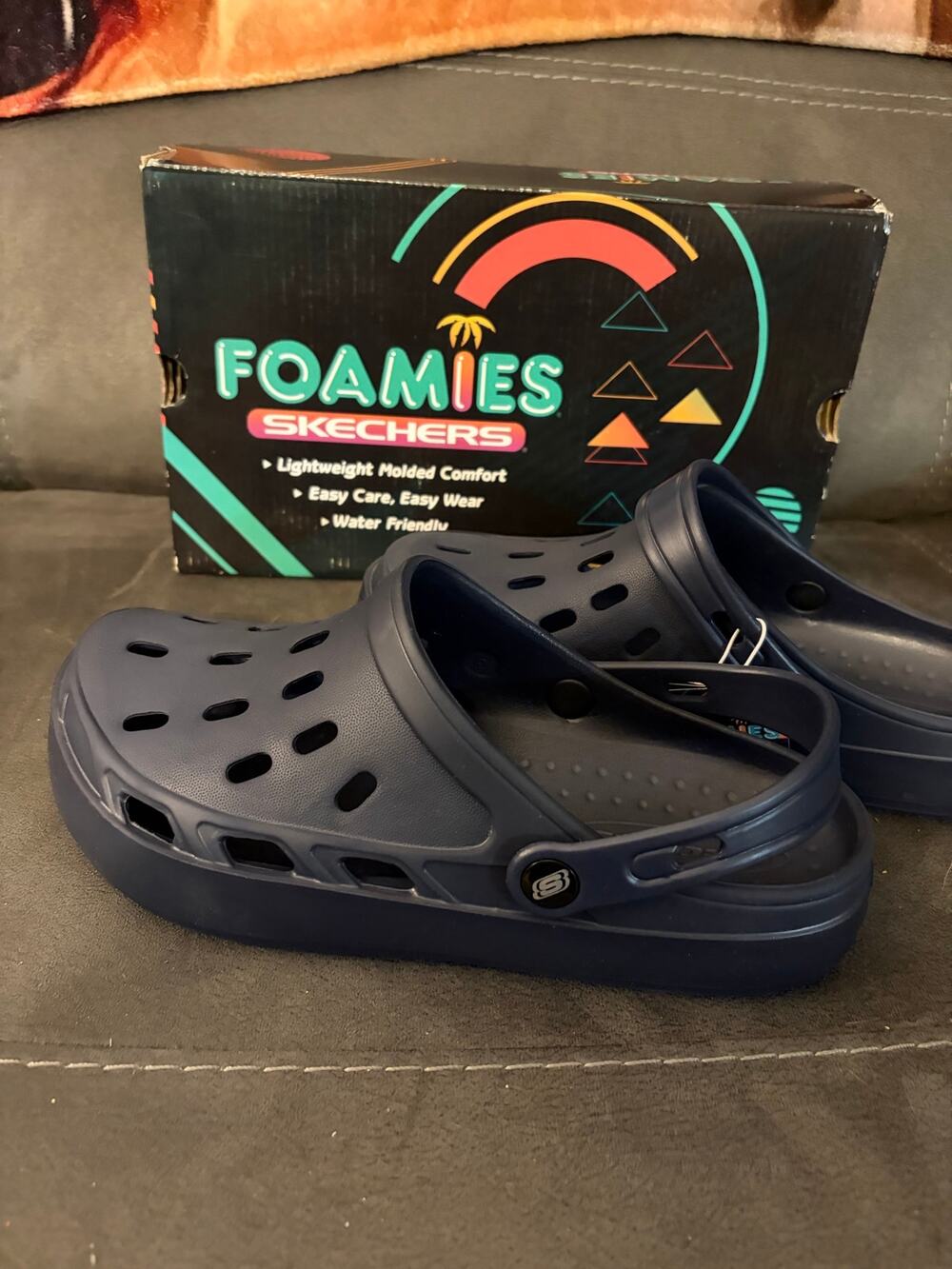 Mens Blue Rubber SKECHERS FOAMIES Slip On Washable Clogs Size 9- NIB